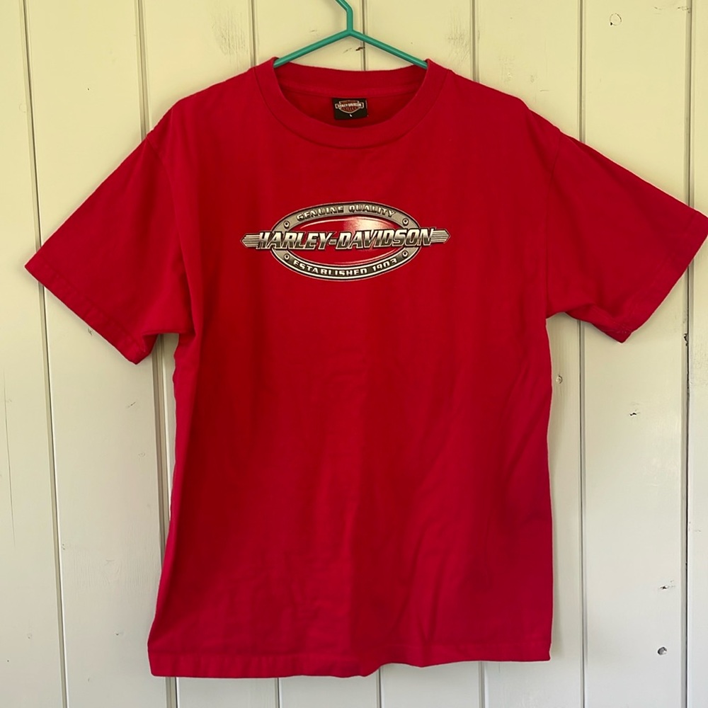Vintage Harley Davidson Tee T-shirt Red 2004 Premont, Quebec Size Large